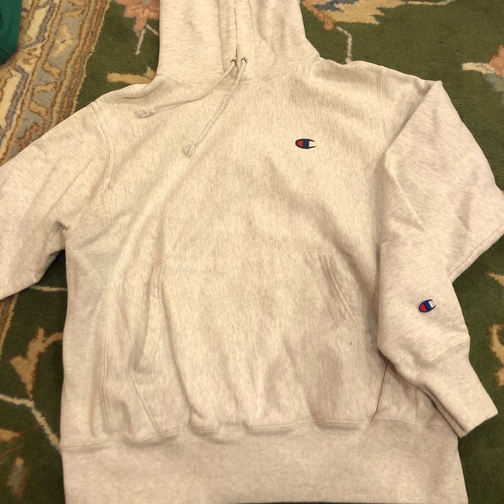silver grey champion hoodie
